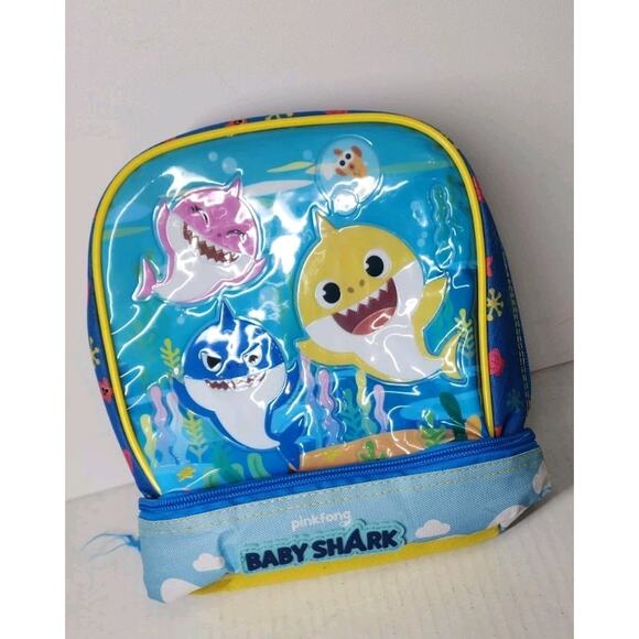 Baby Shark Kids Youth Mini Blue Backpack Ping Fong Lunch Bag - Picture 1 of 9